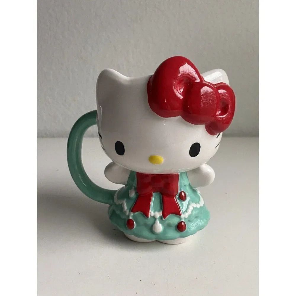 Sanrio Christmas Tree Dress 3D Hello Kitty Full Body 20oz Figural Mug NEW